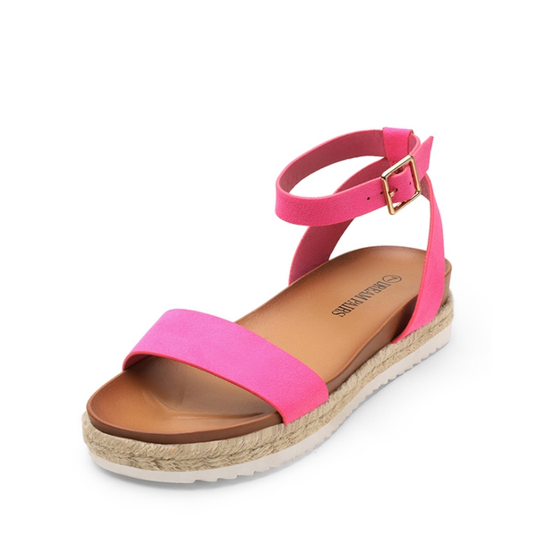 Open Toe Ankle-Strap Espadrille Platform Sandals - FUCHSIA SUEDE -  0